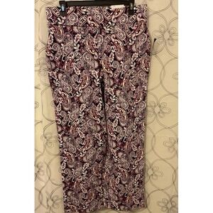 Lands' End Womens Starfish Mid-rise Straight Leg More Deep Sea Navy Paisley XS/P